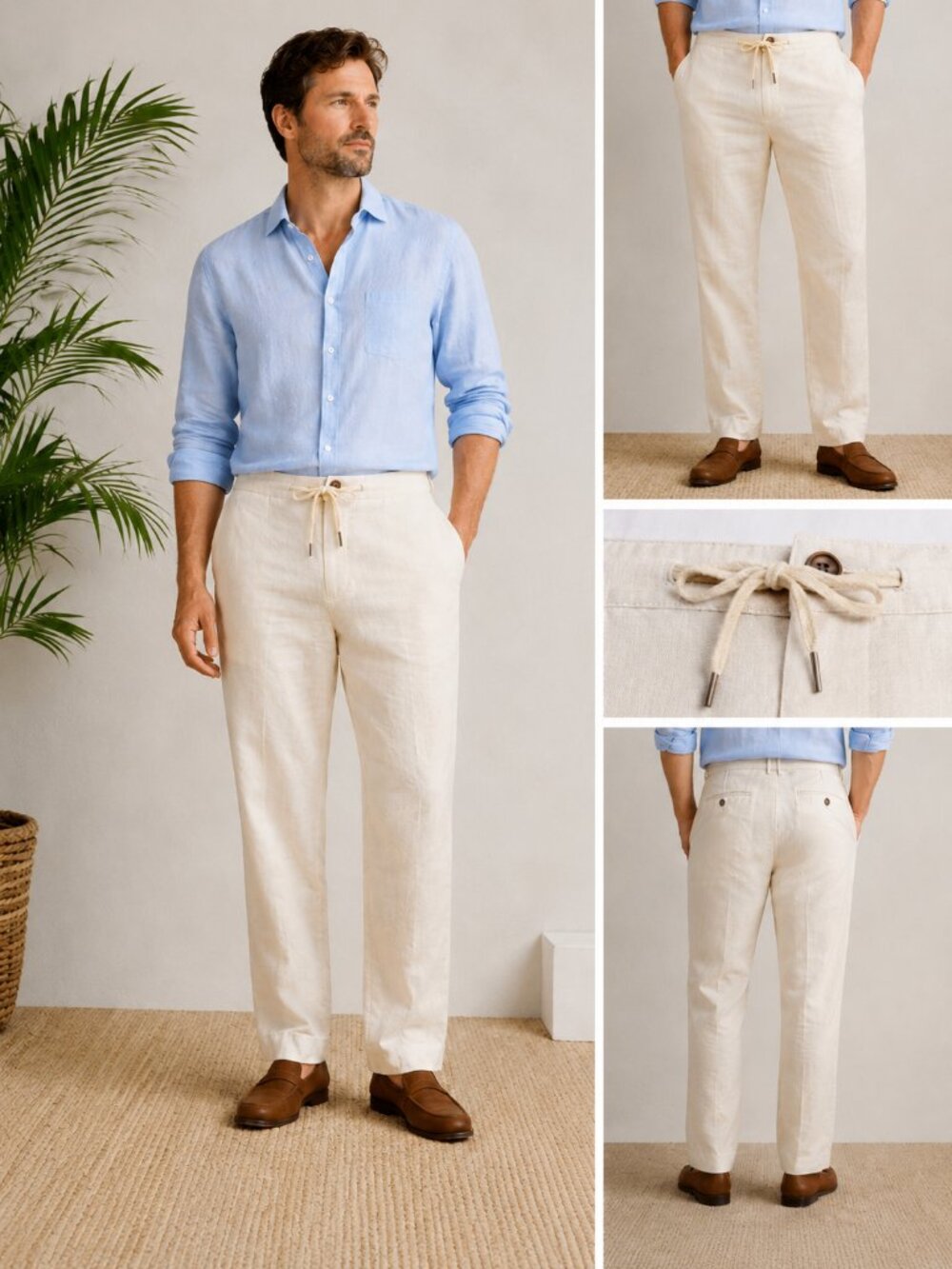 Jos. A. Bank Reserve Linen Blend Pants Men's 35x30 Natural NWT